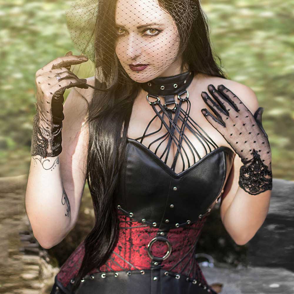 Attitude Corsets - Elayoë survêtement corset - Noir/Rouge